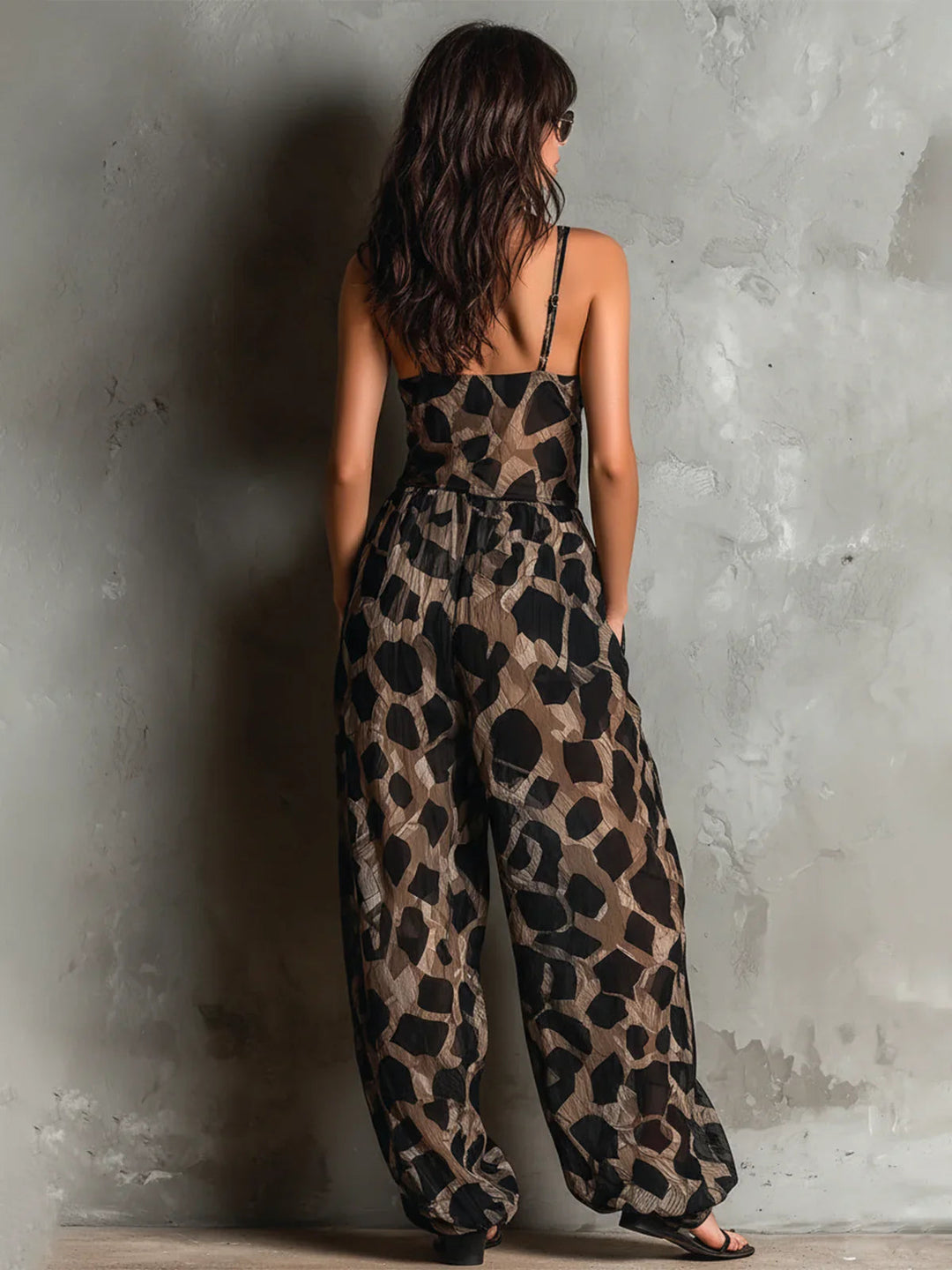 Apophia - Комбинезон с животински принт и деколте тип халтер