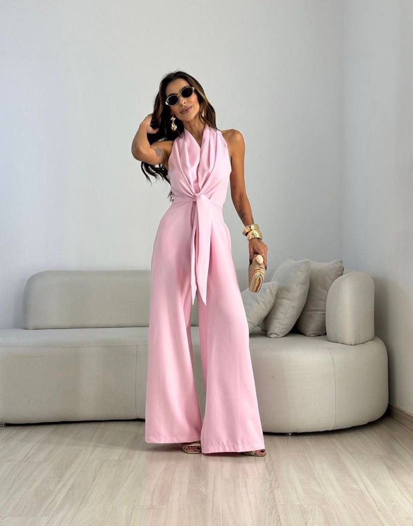 Kamwi – Елегантен комбинезон с драпирана деколте и широки крачоли
